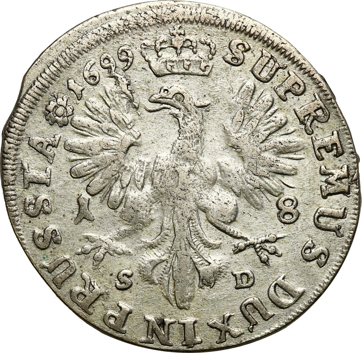 Niemcy, Prusy. Fryderyk III. Ort (18 groszy) 1699, Królewiec